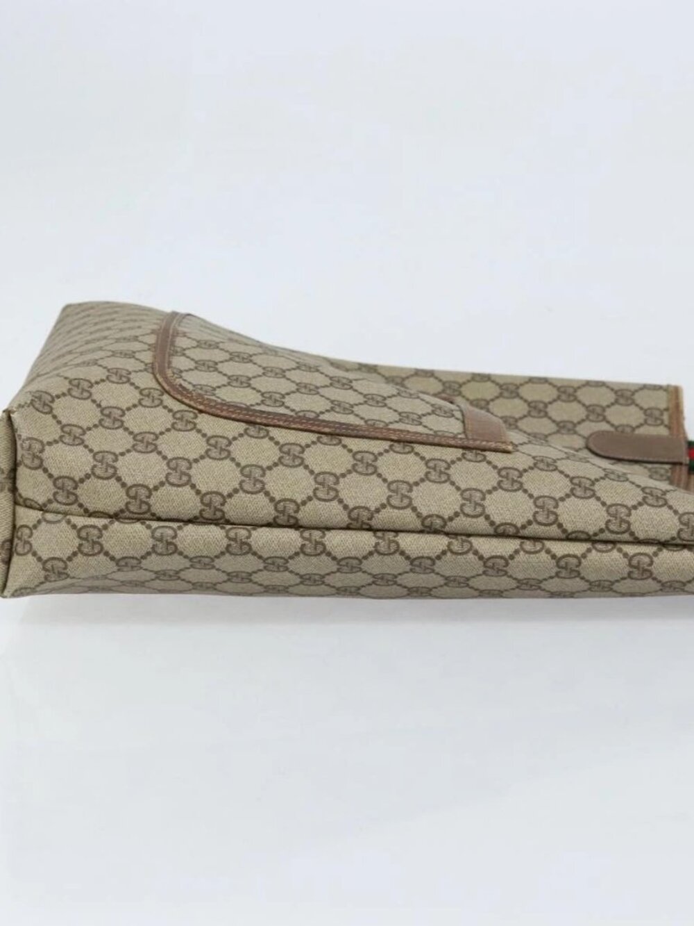GUCCI GG Supreme Web Sherry Line Tote Bag PVC Beige Gold 39 02 003 Auth BA10068 - Picture 4 of 15
